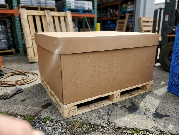 Tubulatura si piese ventilatie, cca 200 kg - cutie pe palet din lemn 1140 x 490 mm – Băileşti - Buzău